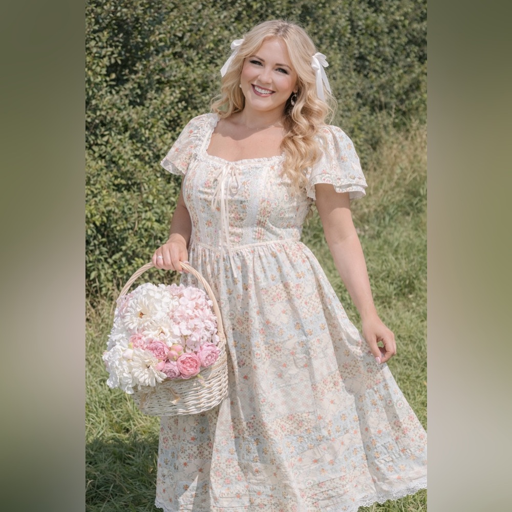 JessaKae Patchwork Floral & Lace Megan Midi Dress, 1X, NWT! - Picture 7 of 15